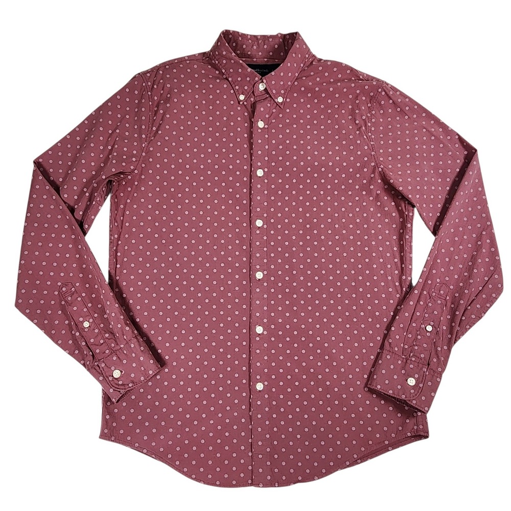 Abercrombie & Fitch Y2K Stretch Fit Geometric Micro-Dot Long-Sleeve Shirt Size M